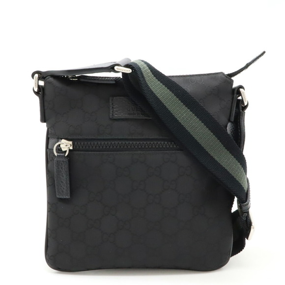 Gucci crossbody GG Black leather Bag Shoulder nylon - Picture 1 of 8